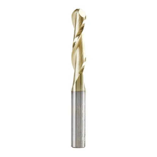 Miniatura 12 de Amana Tool Brocas de enrutador CNC en espiral para talla 2D/3D, recubierto de ZrN, 46286, punta de bola de ángulo cónico de 3.6 grados 1/8 D x 1/16