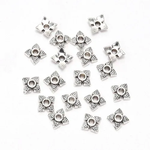 Miniatura 7 de 100 unidades/lote de tapas de cuentas de 0.236 pulgadas para joyas, receptáculo de extremo, ahuecado, toro de flores, bricolaje, espaciado