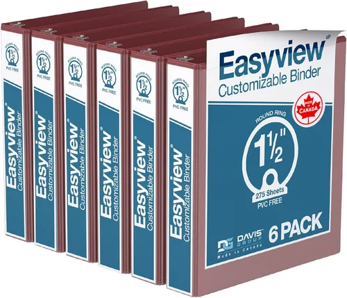 Miniatura 41 de Easyview - Carpetas prémium de 3 anillas con cubiertas transparentes y anillos redondos, carpetas para la escuela u oficina, 1 pulgada, paquete