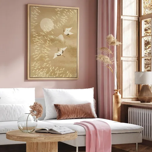 Miniatura 4 de NWT Impresión en lienzo enmarcado para pared, acuarela, grullas, pájaros volando, naturaleza salvaje, ilustraciones de arte moderno decorativo