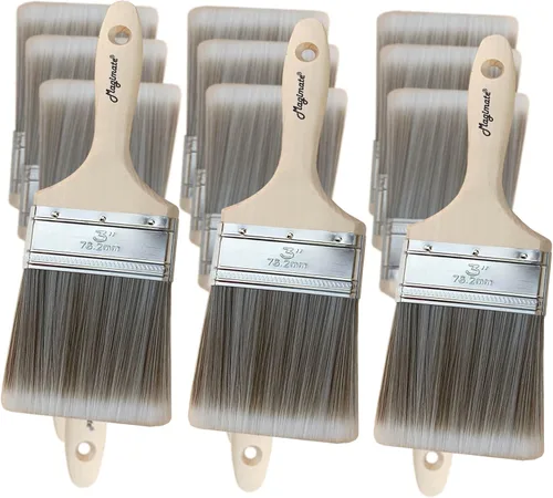 Magimate Pincel de pintura con virutas de doble grosor de 3 pulgadas (2.992 in), cepillo versátil con mango de madera para muebles, paredes, vallas