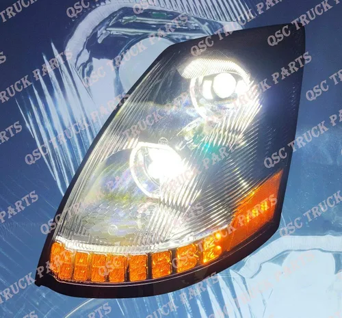 Miniatura 3 de QSC Truck Parts faros delanteros LED de alto rendimiento negros con señales de giro secuenciales + juego de luces antiniebla LED izquierda y derecha