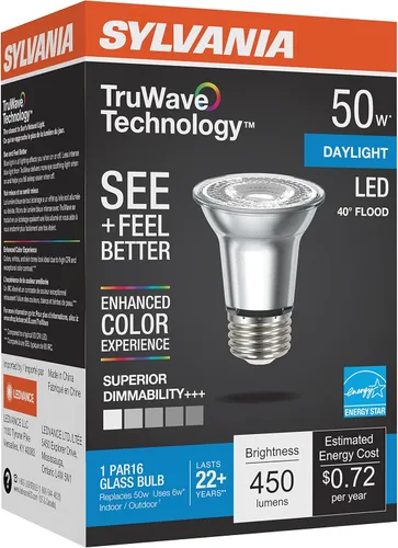 Miniatura 3 de Sylvania - Bombilla LED TruWave Serie Natural PAR16, equivalente a 50 W, eficiente 6 W, base media, regulable, 450 lúmenes, 5000 K, blanco, 1 unidad