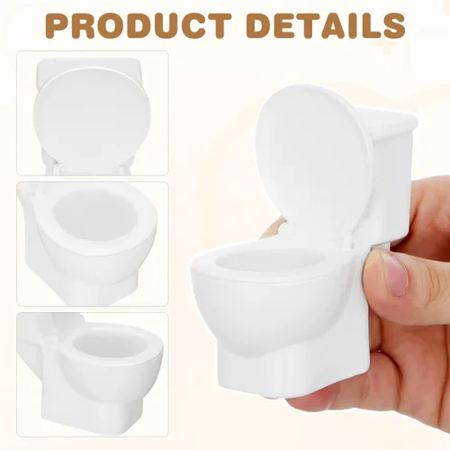 Miniatura 7 de Garneck Mini inodoro de juguete para casa de muñecas, figura de baño en miniatura, modelo de inodoro pequeño, decoración de adorno de jardín de hadas