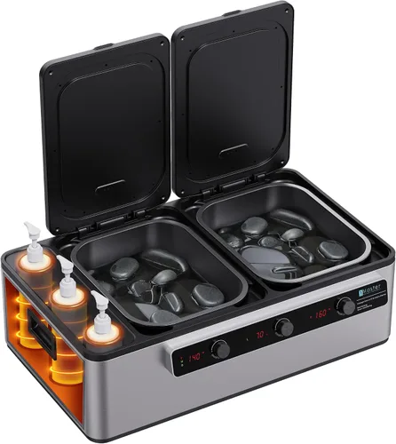 Miniatura 3 de Master Massage - Calentador eléctrico profesional de piedra de masaje 2 en 1 y 3 botellas de aceite de masaje y loción y calentador de gel,