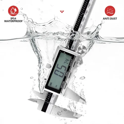 Miniatura 2 de Pinza recargable de 12 pulgadas, herramienta de medición de micrómetro Vernier de acero inoxidable con pantalla LCD grande