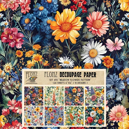 Miniatura 3 de Decoupage - Paquete de papel (24 hojas de 6 x 6 pulgadas), patrón de flores de neón FLONZ, papel de estilo vintage para decoupage, manualidades