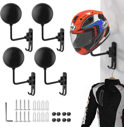 Colgador de Casco para Pared Giratorio 180° Soporte para Casco para Motocicleta Bicicleta Carreras Ropa Exterior Equipo Deportivo Negro 4