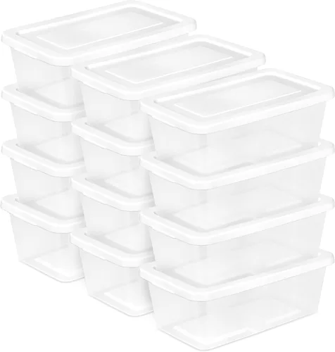 Miniatura 25 de Sterilite Paquete de 8 contenedores apilables con tapa, diseño de plástico transparente, 90 cuartos de galón