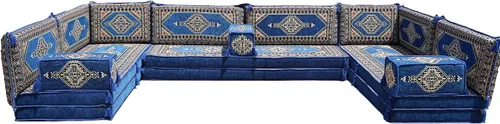 Miniatura 42 de arabicsofa Cojines de piso árabe en forma de U – Sofá tradicional Majlis con sofá otomano