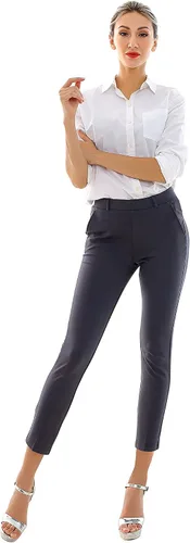 Miniatura 5 de Marycrafts - Pantalones de vestir elásticos para mujer, para trabajo, negocios o hacer yoga, fáciles de poner