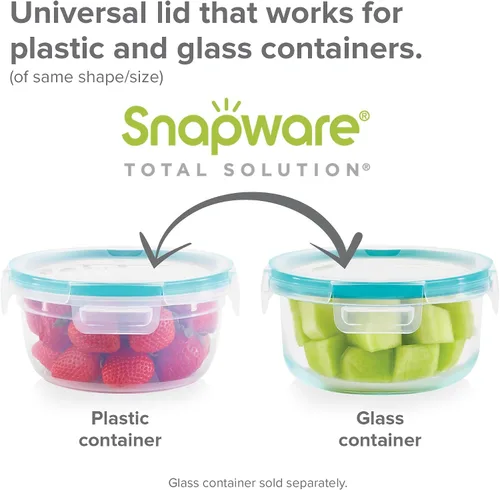 Miniatura 6 de Snapware Plastic Total Solution - Juego de 5 recipientes de almacenamiento de alimentos, tapas de plástico herméticas y a prueba de fugas, tapas
