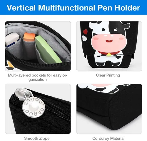 Miniatura 3 de Lindo estuche de pie de lápices para niños, estuche de lápices desplegable, bolsa de maquillaje, regalo de Navidad, estuche de lápices de lona