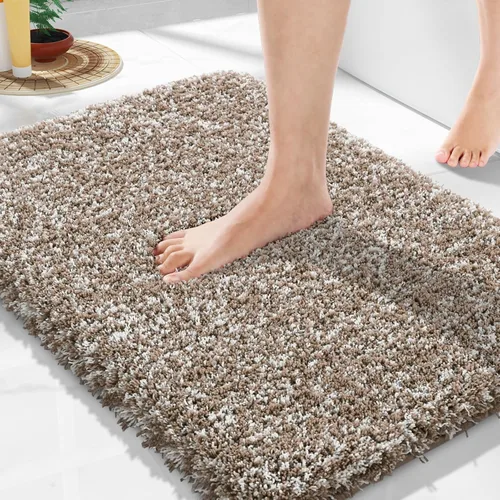 Miniatura 158 de Yimobra Alfombra de baño de felpa esponjosa, súper lanuda suave, cómoda, antideslizante, absorbente de agua, alfombra de baño de microfibra que se