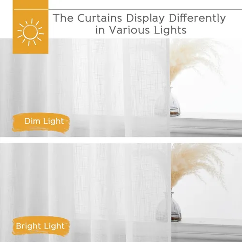 Miniatura 7 de RYB HOME Cortinas extralargas de 108 pulgadas de largo, transpirables con bolsillo para barra, cortinas traslúcidas blancas para sala de estar