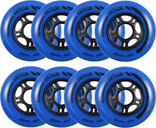 Rollerex VXT500 - Ruedas de patín en línea (paquete de 8) (varias opciones de tamaño y color disponibles), para interiores y exteriores, diseñadas