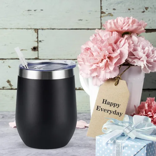 Miniatura 2 de Paquete de 8 vasos de vino de acero inoxidable de 12 onzas, vaso de vino aislado, copa de vino aislada de doble pared, tazas de vino sin tallo