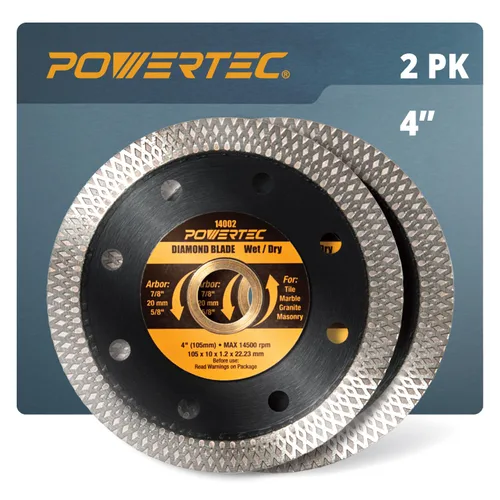 Miniatura 8 de POWERTEC Hojas de sierra de diamante de 4-1/2 pulgadas para amoladora angular, paquete de 5, borde de malla turbo súper fino para cortar porcelana