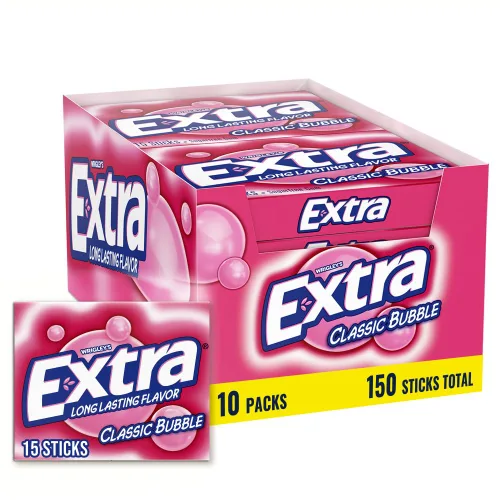 Goma de mascar Extra Classic Bubble Gum sin azúcar, Extra Bubble Gum al por mayor, envuelta individualmente, perfecta para el aliento fresco en la