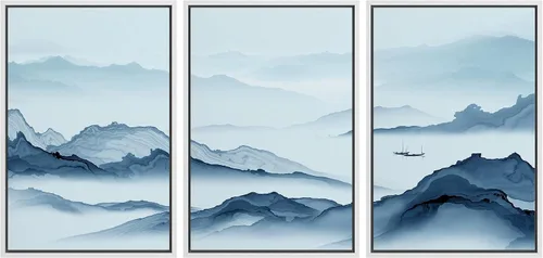 Miniatura 88 de NWT Lienzo enmarcado para pared, juego de arte en acuarela pastel, bosque de montaña oscura, naturaleza silvestre, ilustraciones de arte moderno