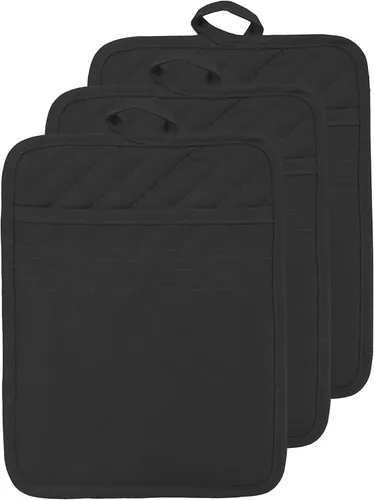 Miniatura 30 de Soporte para olla de horno con bolsillo, de algodón, resistente al calor, para cocina, almohadilla caliente, guantes de horno para cocinar y Gris
