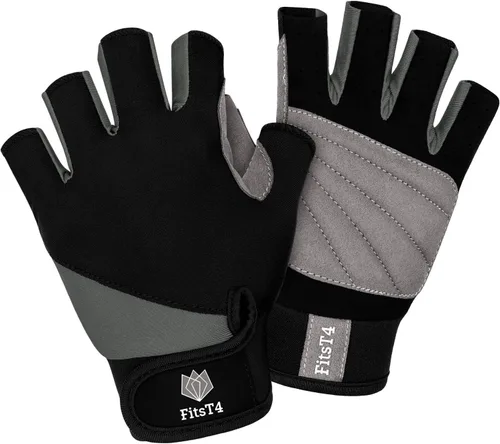 FitsT4 Sports Guantes de medio dedo con palma acolchada para buceo, vela, moto acuática, paddle surf, kayak y esquí acuático, adecuado para hombres,