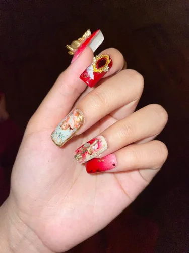 Miniatura 6 de Boudoir red angel! press on nails, False nail, fake nails, handmade, nail art design by make.a.nail.make.a.wish