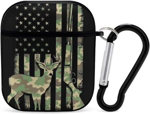 Miniatura 35 de Funda protectora de silicona compatible con AirPods 2 y 1 (camuflaje militar de camuflaje frío)