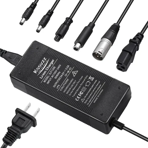 Miniatura 9 de Cargador de batería rápido de 42 V 2 A con sistema de refrigeración, cargador universal de repuesto de 5 enchufes para batería de litio de 36 V