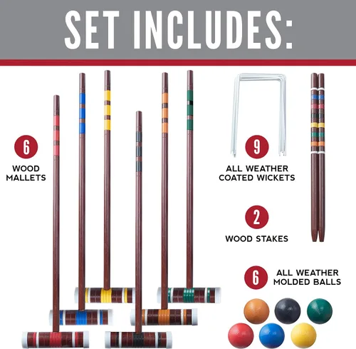 Miniatura 2 de Franklin Sports Juegos de croquet portátiles para patio trasero – Juegos completos de croquet para 4 + 6 jugadores con mazos, bolas de croquet +