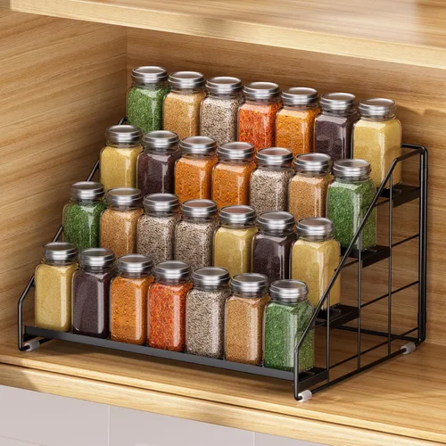 Miniatura 8 de Organizador de especias para gabinete, organizador de especias de 4 niveles, estante de especias ajustable escalonado para la encimera de la cocina