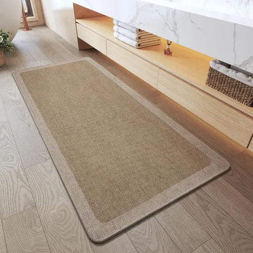 Miniatura 30 de YDKGL Alfombra de baño de medio círculo, alfombras de baño finas para debajo de la puerta, de secado rápido, antideslizante, lavable, con respaldo