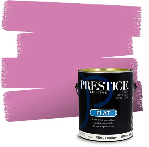 Miniatura 118 de Prestige Paints E100-T-SW6591 Pintura exterior e imprimación en uno, 1 galón, plano, combinación comparable de Sherwin Williams Amaryllis, 1 galón