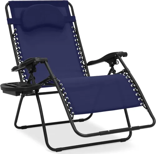 Miniatura 16 de Best Choice Products Silla de gravedad cero de gran tamaño, plegable para patio al aire libre, reclinable, con soporte para tazas, bandeja de Verde