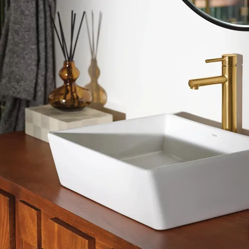 Miniatura 8 de Moen 6192BG Align - Grifo de baño moderno con un solo orificio para lavabo, color dorado cepillado