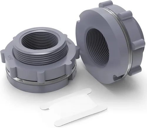 Miniatura 11 de TAISHER 4 piezas Adaptador de conector de tanque de mamparo de 3/4" blanco de ABS con tapones y junta para tanque de agua, barriles de lluvia