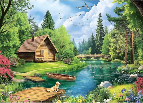 Miniatura 10 de Rompecabezas de 1000 piezas para adultos, rompecabezas de otoño junto al mar, rompecabezas de pueblo pesquero de 1000 piezas, juego creativo