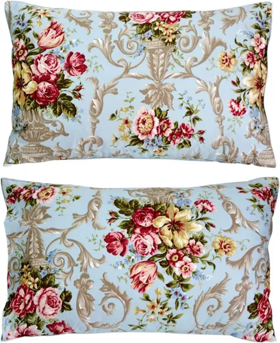 Miniatura 2 de FADFAY Fundas de almohada de 20 x 30 pulgadas, fundas de almohada de lujo con diseño floral de peonía, 100% algodón egipcio, 2 piezas