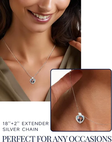 Miniatura 13 de MomentWish Collar de corazón para mujer, moissanita, diamante de imitación, plata de ley 925