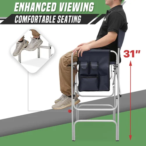 Miniatura 3 de Silla de directores, sillas de campamento plegables de 31 pulgadas de alto, silla de tocador plegable con marco de aluminio, silla de artista
