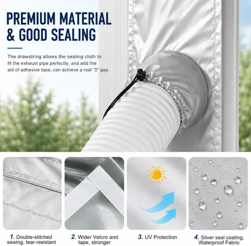 Miniatura 4 de Kit de sellado de ventana plateado para aire acondicionado portátil - 【30% aislamiento térmico universal】: kit de sellado de ventilación de ventana