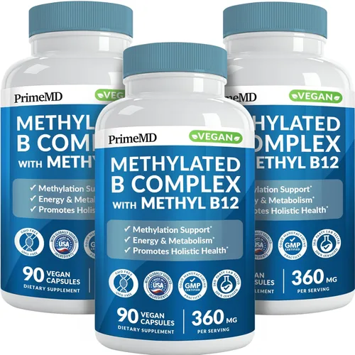 Miniatura 11 de Complejo B metilado con metilfolato y B12 metilcobalamina 1000 mcg - Multivitamínico metilado para energía, función cerebral y bienestar - Complejo