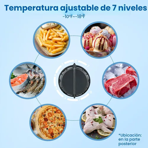 Miniatura 7 de Kndko Mini congelador de 1.2 pies cúbicos con puerta de cristal, 7 ajustes de temperatura ajustables de -10°F a -18°F, congelador pequeño vertical