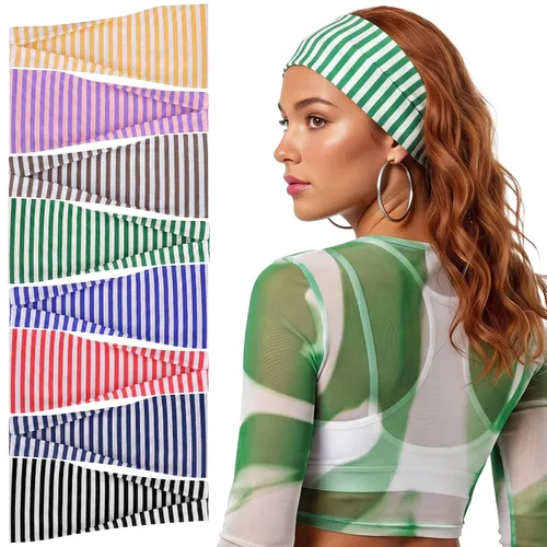 Miniatura 8 de obeoby Diademas bohemias para mujer, paquete de 8 diademas con estampado floral rosa, antideslizantes, para niñas, para el día de San Valentín