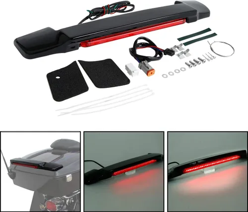 Miniatura 9 de TCT-MOTORPARTS Alerón de luz LED negro vívido para maletero de Harley King Razor Chopped Trunk Luggage Electra Glide Road Glide Street Glide