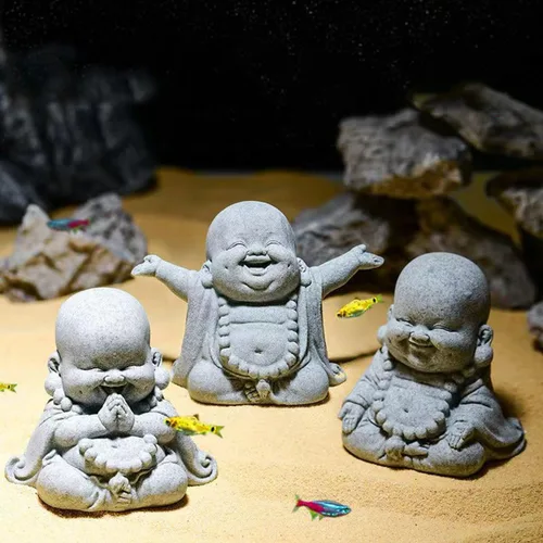 Miniatura 7 de livelyfish Decoración de pecera de Buda, figuras asiáticas de Buda de piedra para acuario, jardín zen, estatua de pecera, decoración de esculturas