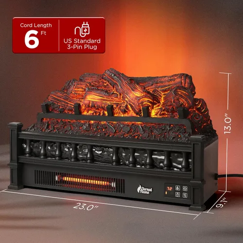 Miniatura 5 de TURBRO Eternal Flame - Troncos eléctricos infrarrojos para chimenea, 23 pulgadas de cuarzo infrarrojo, inserto de chimenea calentador de troncos