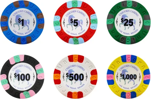 Miniatura 3 de DA VINCI Unicorn All Clay - Juego de fichas de póquer con 500 fichas auténticas de casino con peso de 0.32 oz, funda ABS negra, 2 barajas de cartas