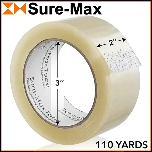 Miniatura 3 de Sure-Max Cinta de embalaje de cartón premium de 1.8 mil 330 pies (110 yardas), transparente, 6 rollos