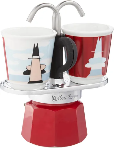 Miniatura 8 de Bialetti - Mini Express Kandinsky: El juego Moka incluye cafetera 2 tazas (2.8 Oz) + 2 vasos de chupito, azul claro, aluminio